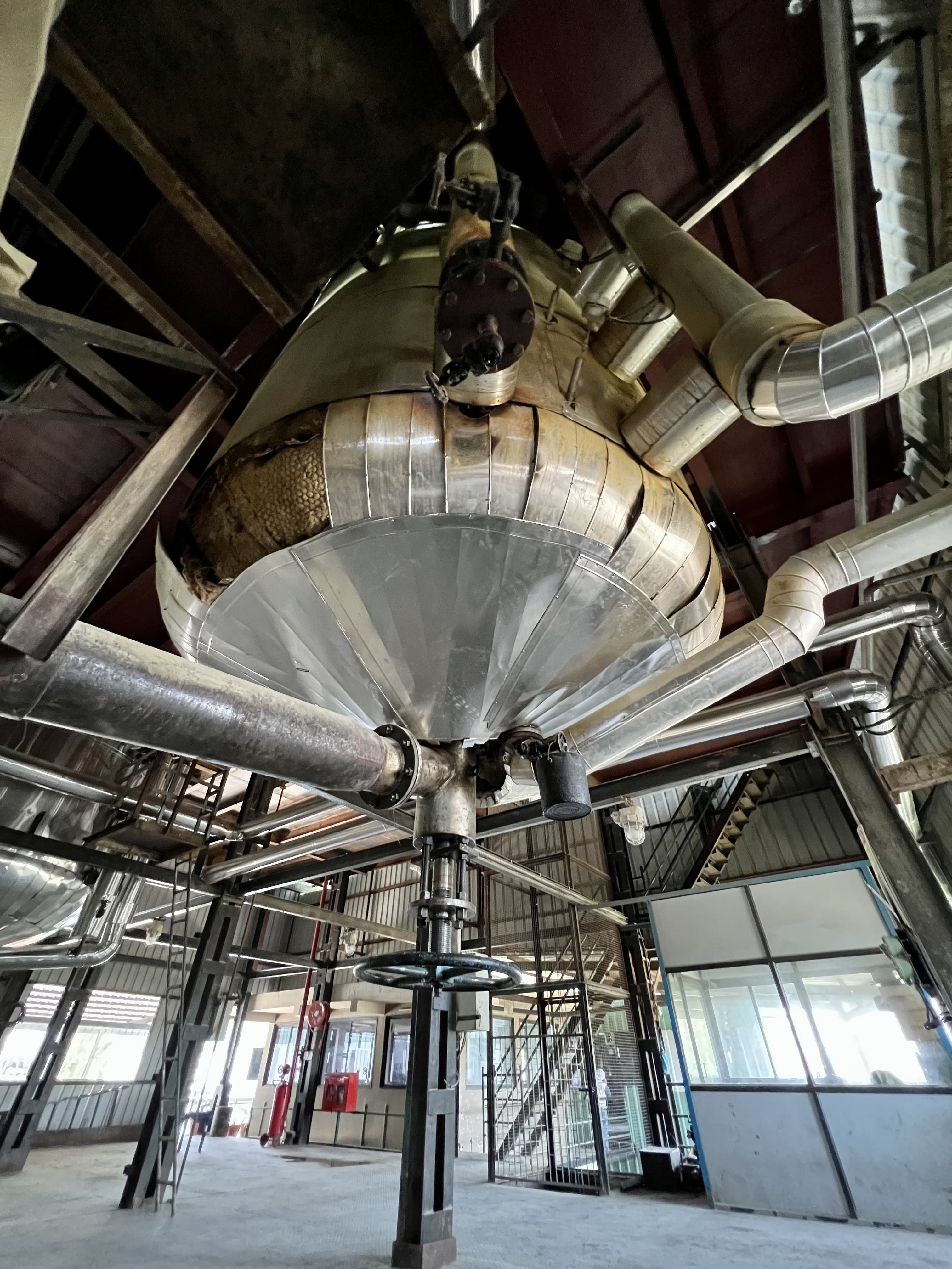 A resin reactor at the Viscus Oils plant at Mangalya, Indore, seen from below
